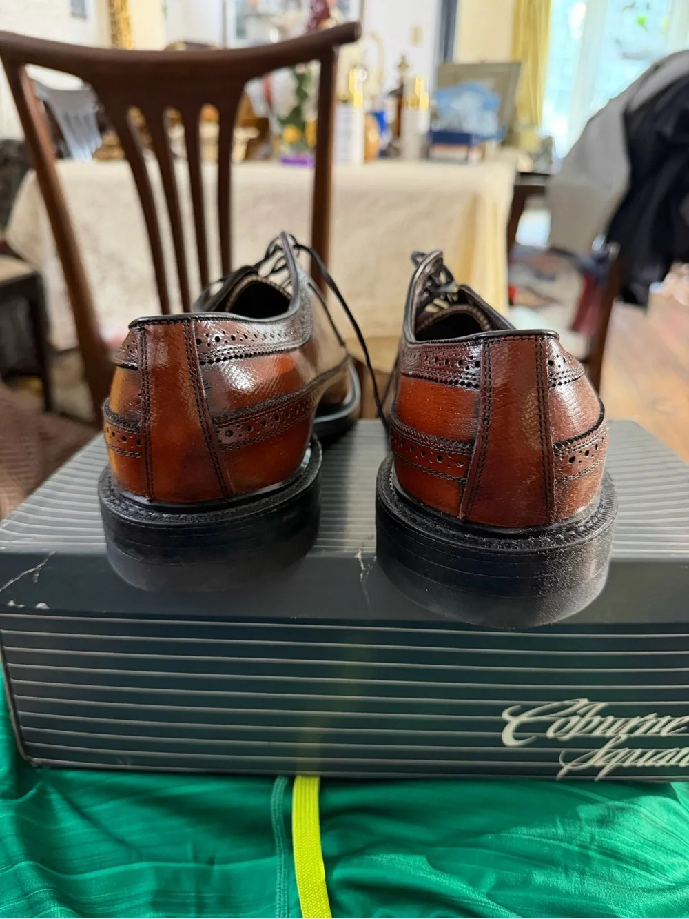 Vintage Coburne Square Style Men's Brown Leather Wingtip Shoes Size 12